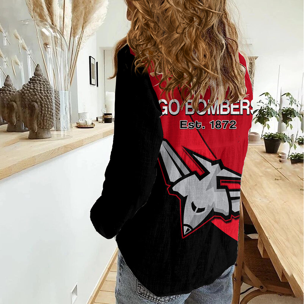 Essendon Football 2023 Women Casual Shirt Go Bombers Simple Style - Vibe Hoodie Shop