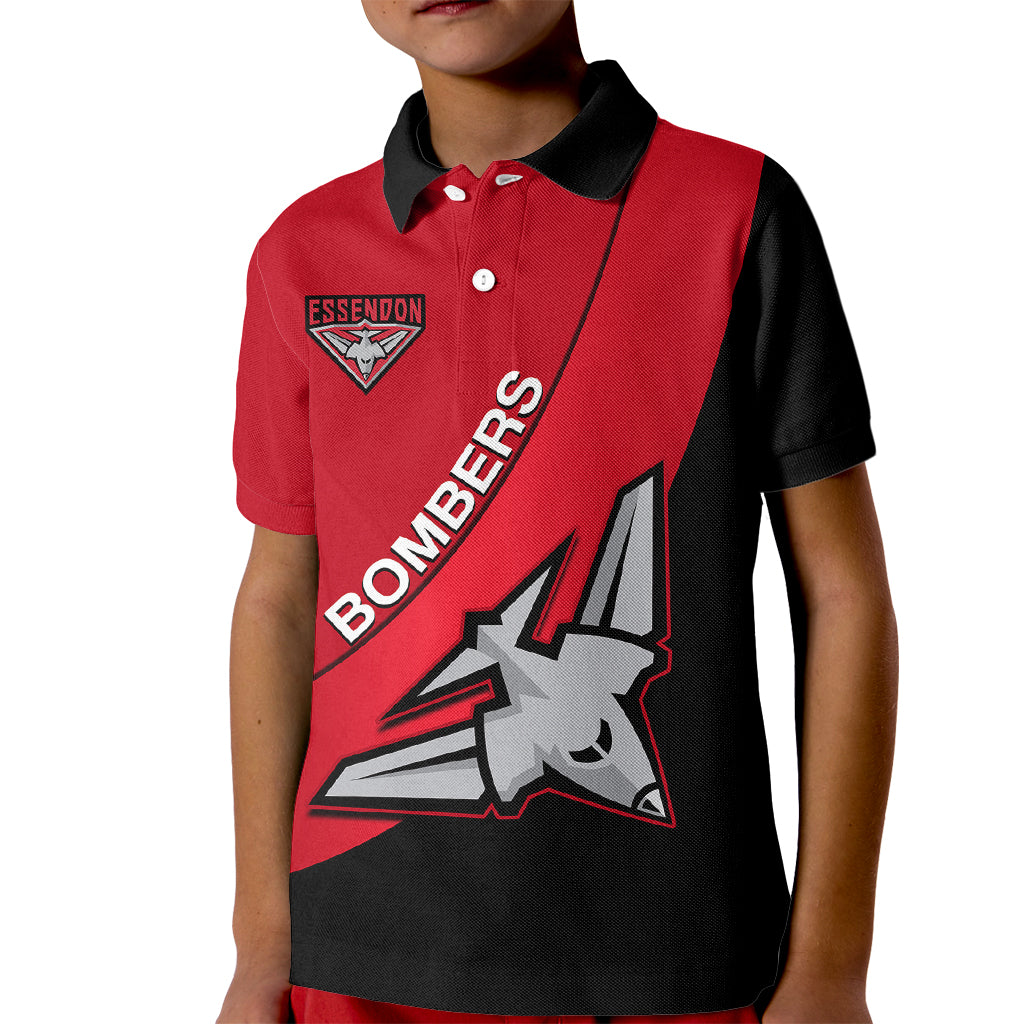 Personalised Essendon Football 2023 Kid Polo Shirt Go Bombers Simple Style - Vibe Hoodie Shop