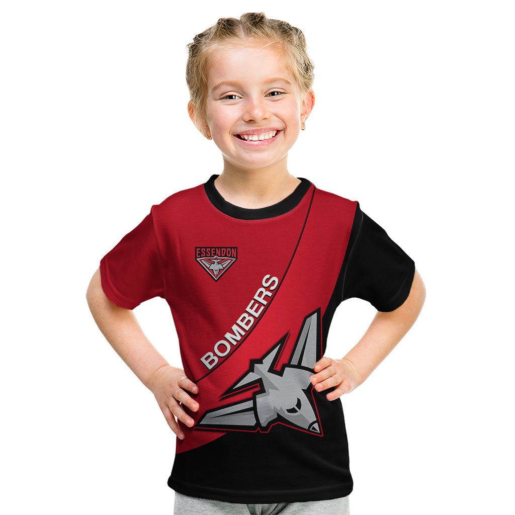 Personalised Essendon Football 2023 Kid T Shirt Go Bombers Simple Style - Vibe Hoodie Shop