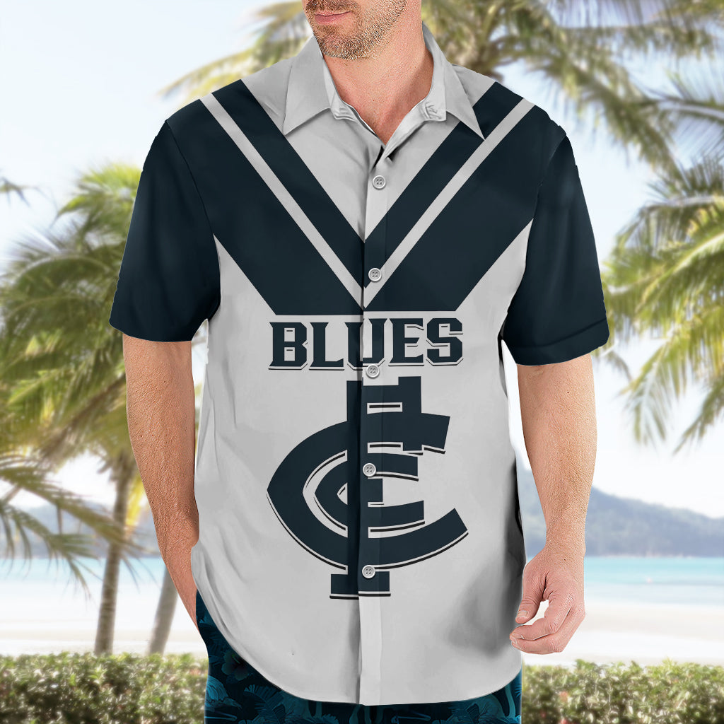 Carlton Football 2023 Hawaiian Shirt Go Blues White Simple Style - Vibe Hoodie Shop
