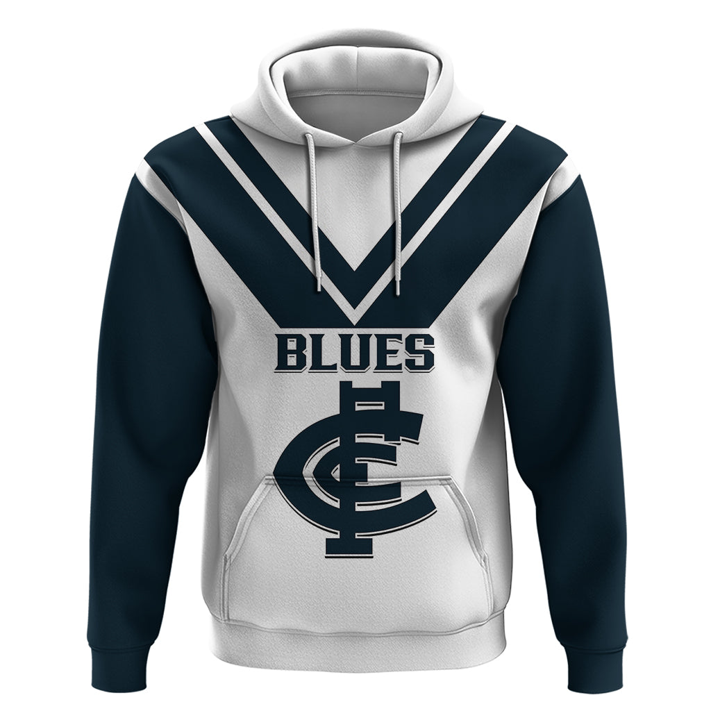 Carlton Football 2023 Hoodie Go Blues White Simple Style - Vibe Hoodie Shop