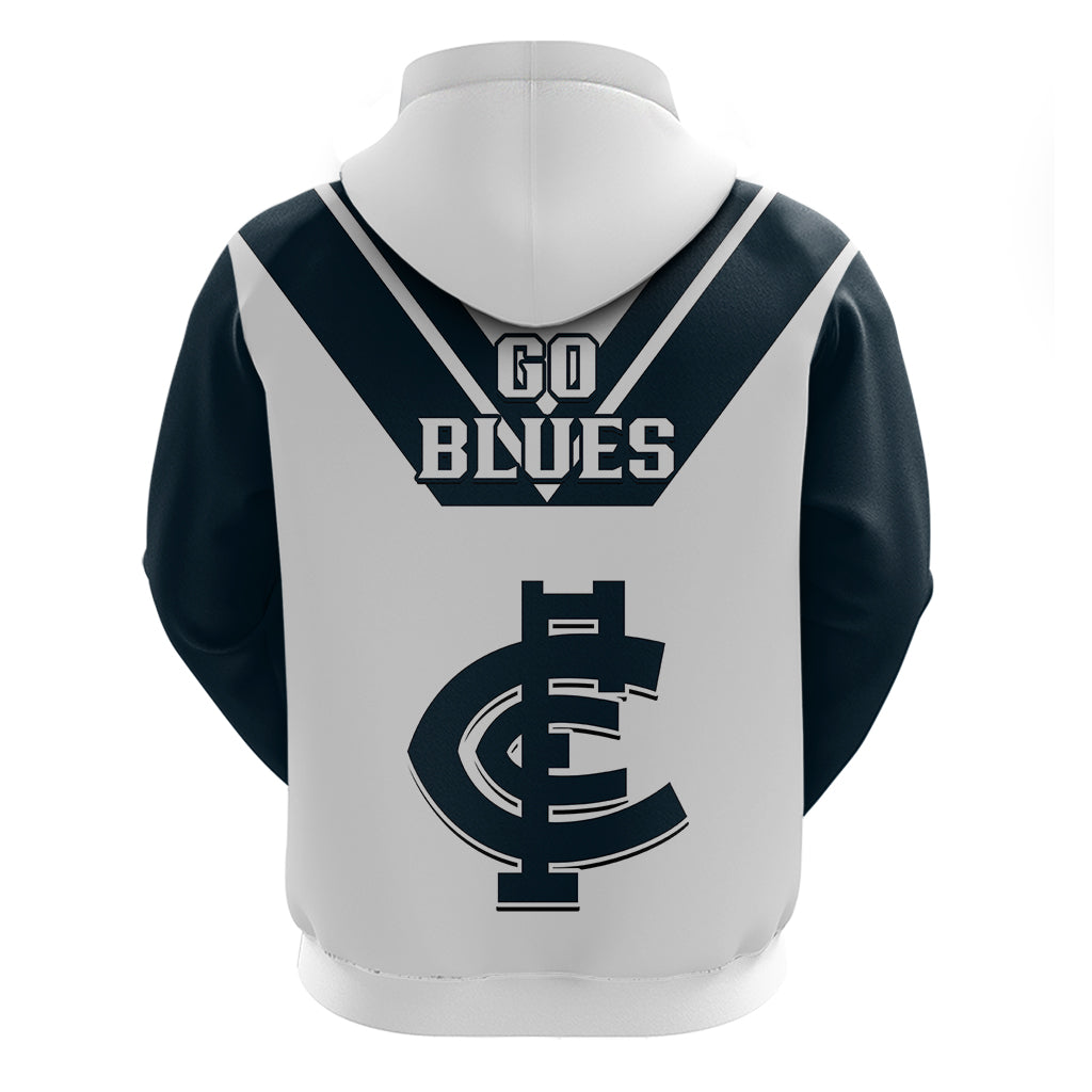 Carlton Football 2023 Hoodie Go Blues White Simple Style - Vibe Hoodie Shop