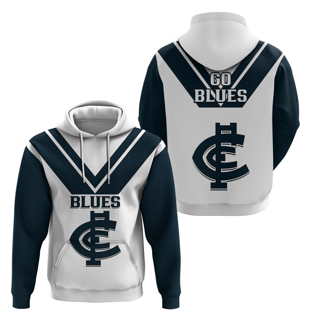 Carlton Football 2023 Hoodie Go Blues White Simple Style - Vibe Hoodie Shop