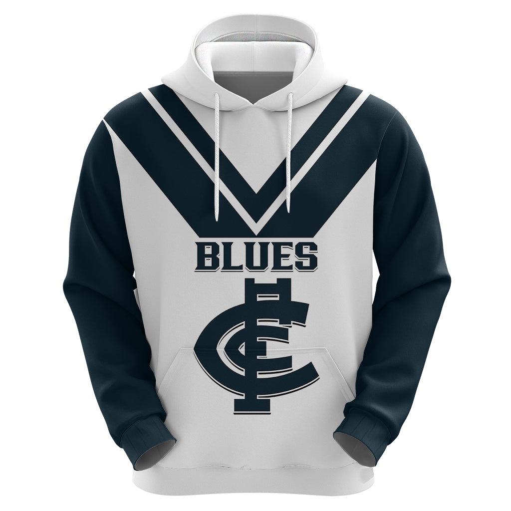 Carlton Football 2023 Hoodie Go Blues White Simple Style - Vibe Hoodie Shop