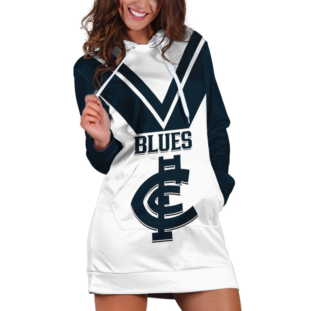 Carlton Football 2023 Hoodie Dress Go Blues White Simple Style - Vibe Hoodie Shop