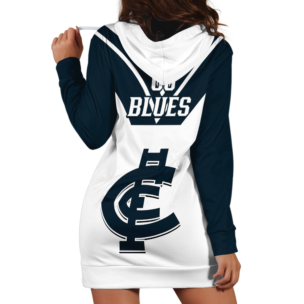 Carlton Football 2023 Hoodie Dress Go Blues White Simple Style - Vibe Hoodie Shop