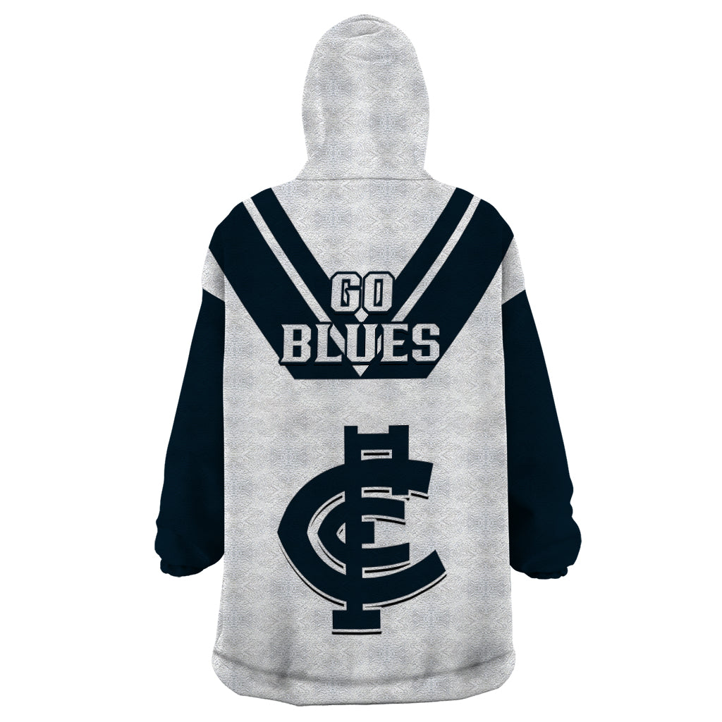 Carlton Football 2023 Wearable Blanket Hoodie Go Blues White Simple Style - Vibe Hoodie Shop