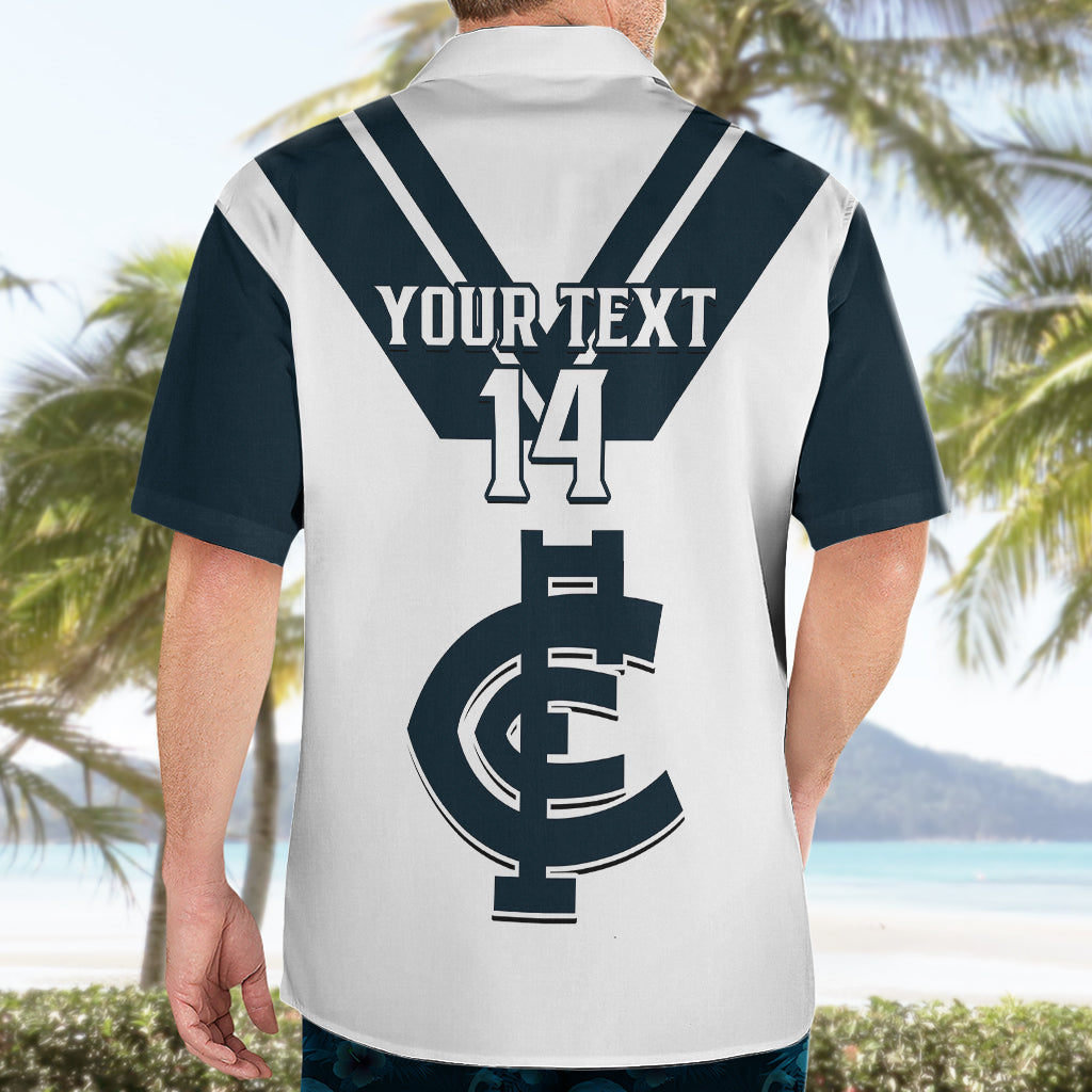 Personalised Carlton Football 2023 Hawaiian Shirt Go Blues White Simple Style - Vibe Hoodie Shop