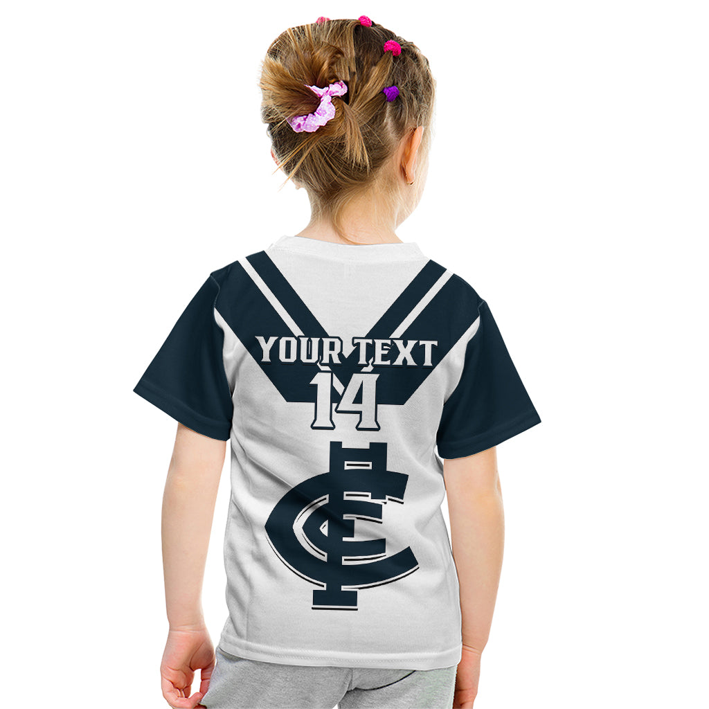 Personalised Carlton Football 2023 Kid T Shirt Go Blues White Simple Style - Vibe Hoodie Shop