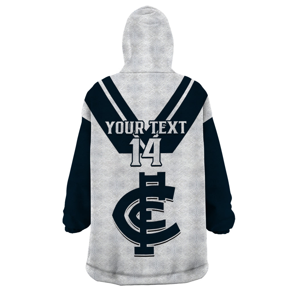 Personalised Carlton Football 2023 Wearable Blanket Hoodie Go Blues White Simple Style - Vibe Hoodie Shop