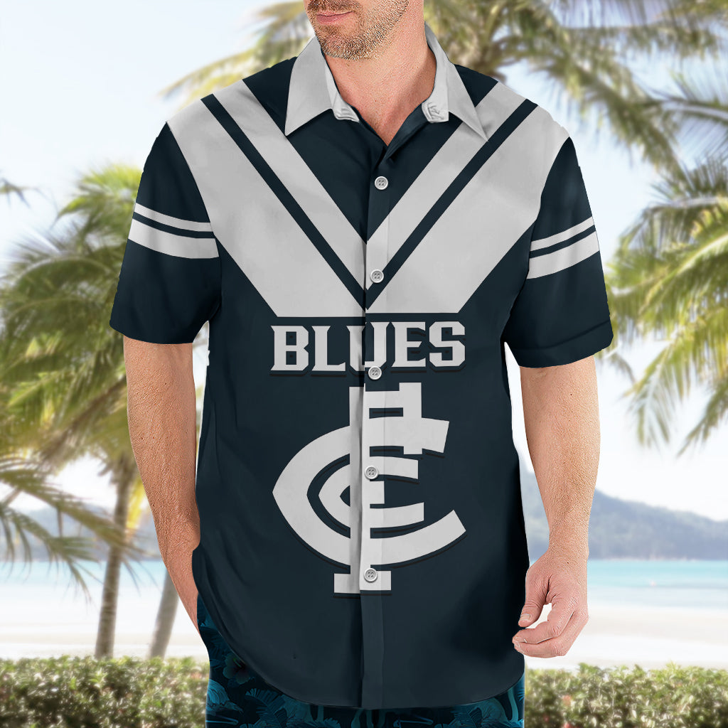 Carlton Football 2023 Hawaiian Shirt Go Blues Navy Simple Style - Vibe Hoodie Shop