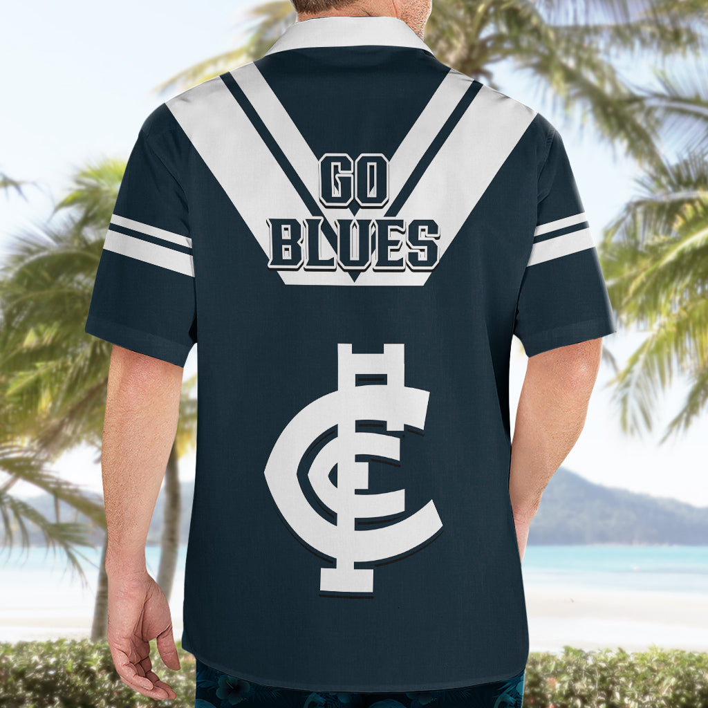 Carlton Football 2023 Hawaiian Shirt Go Blues Navy Simple Style - Vibe Hoodie Shop