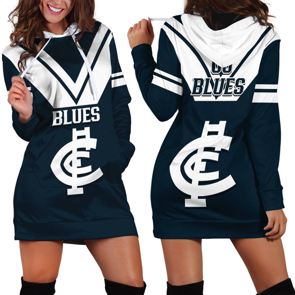 Carlton Football 2023 Hoodie Dress Go Blues Navy Simple Style - Vibe Hoodie Shop