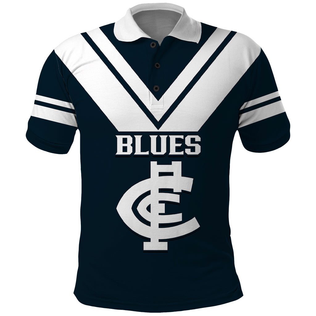 Carlton Football 2023 Polo Shirt Go Blues Navy Simple Style - Vibe Hoodie Shop