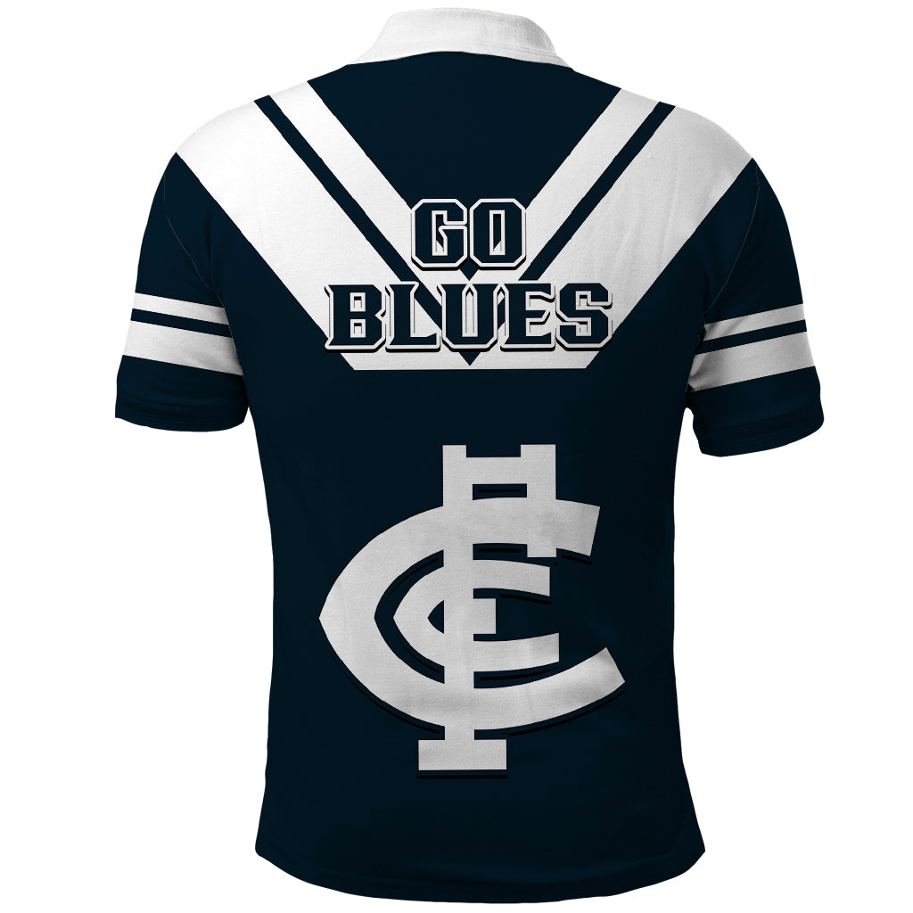 Carlton Football 2023 Polo Shirt Go Blues Navy Simple Style - Vibe Hoodie Shop