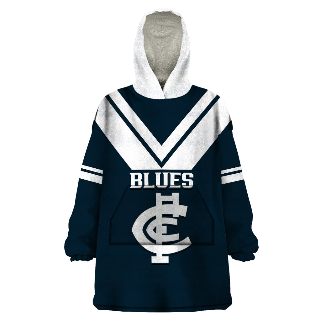 Carlton Football 2023 Wearable Blanket Hoodie Go Blues Navy Simple Style - Vibe Hoodie Shop