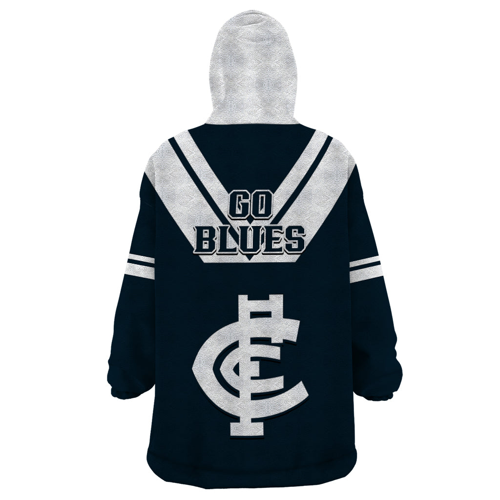 Carlton Football 2023 Wearable Blanket Hoodie Go Blues Navy Simple Style - Vibe Hoodie Shop