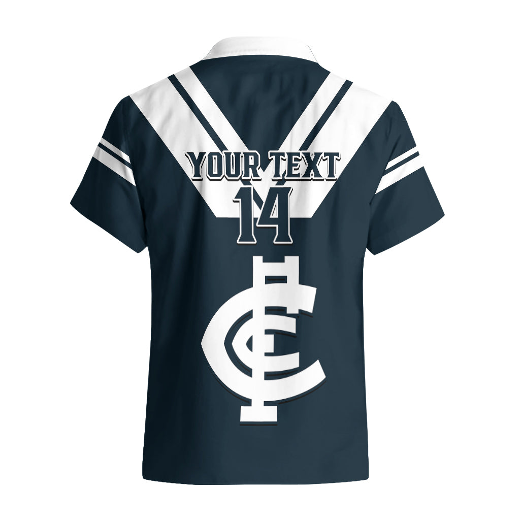 Personalised Carlton Football 2023 Hawaiian Shirt Go Blues Navy Simple Style - Vibe Hoodie Shop