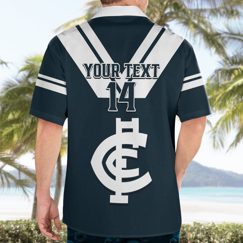 Personalised Carlton Football 2023 Hawaiian Shirt Go Blues Navy Simple Style - Vibe Hoodie Shop