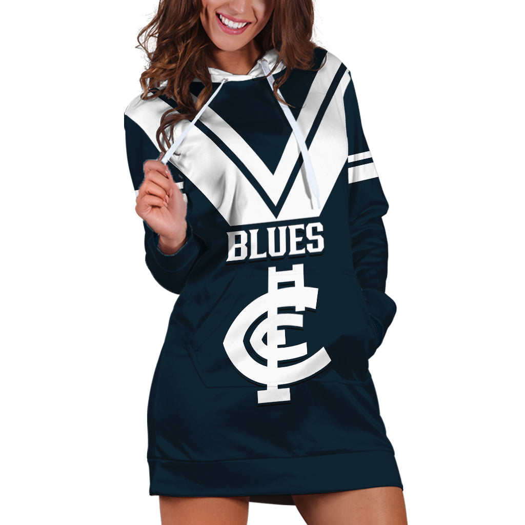 Personalised Carlton Football 2023 Hoodie Dress Go Blues Navy Simple Style - Vibe Hoodie Shop