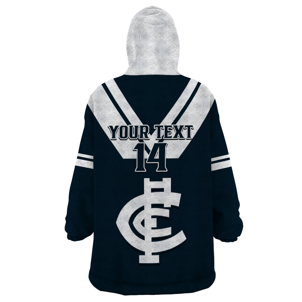 Personalised Carlton Football 2023 Wearable Blanket Hoodie Go Blues Navy Simple Style - Vibe Hoodie Shop