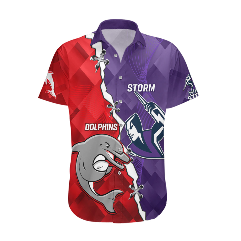 Personalised Storm Mix Dolphins Rugby Hawaiian Shirt Sporty Version - Vibe Hoodie Shop