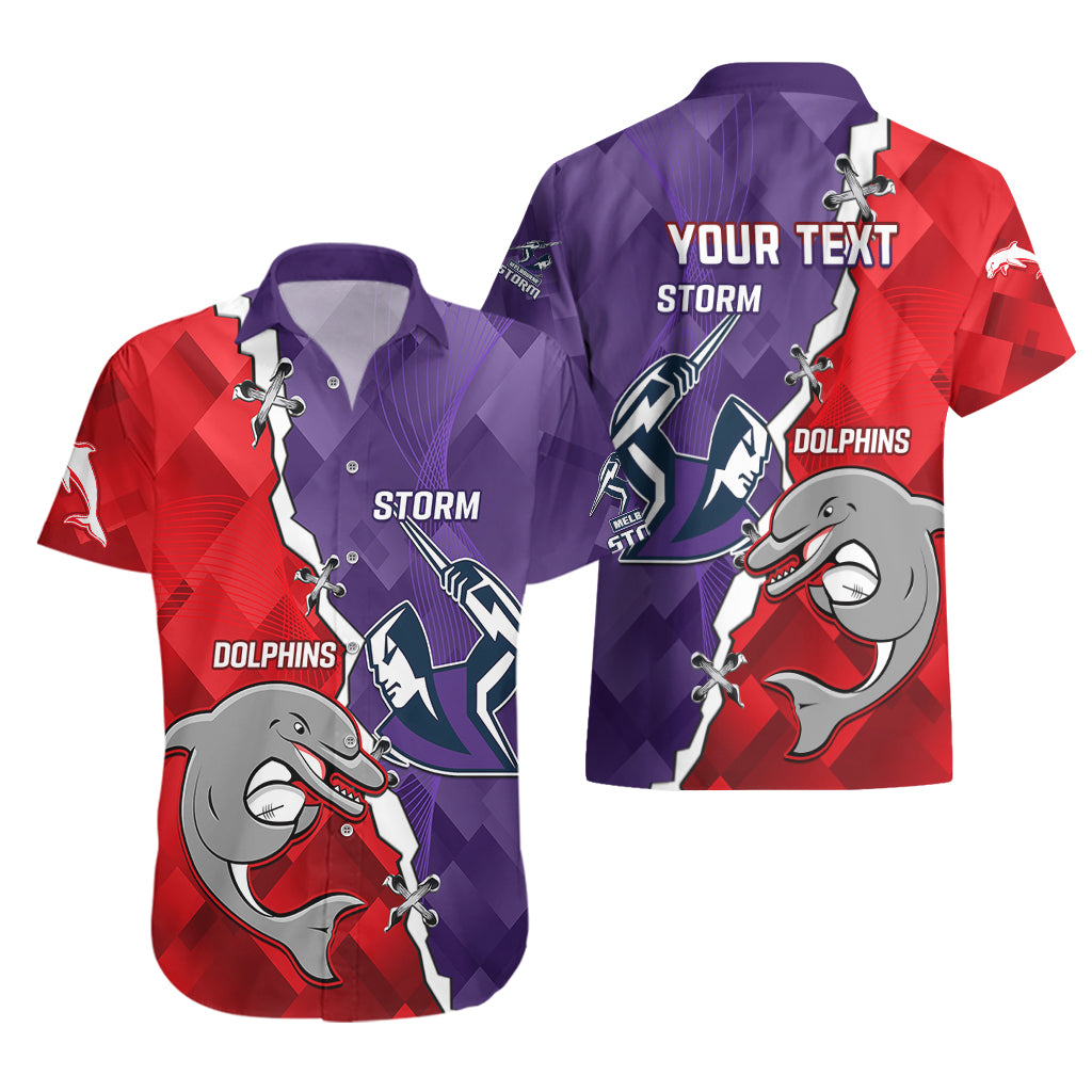 Personalised Storm Mix Dolphins Rugby Hawaiian Shirt Sporty Version - Vibe Hoodie Shop