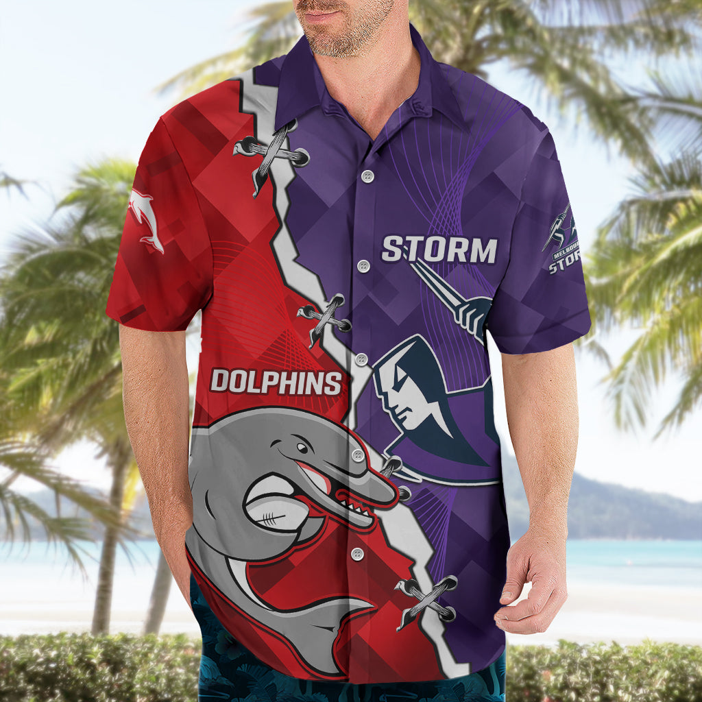 Personalised Storm Mix Dolphins Rugby Hawaiian Shirt Sporty Version - Vibe Hoodie Shop