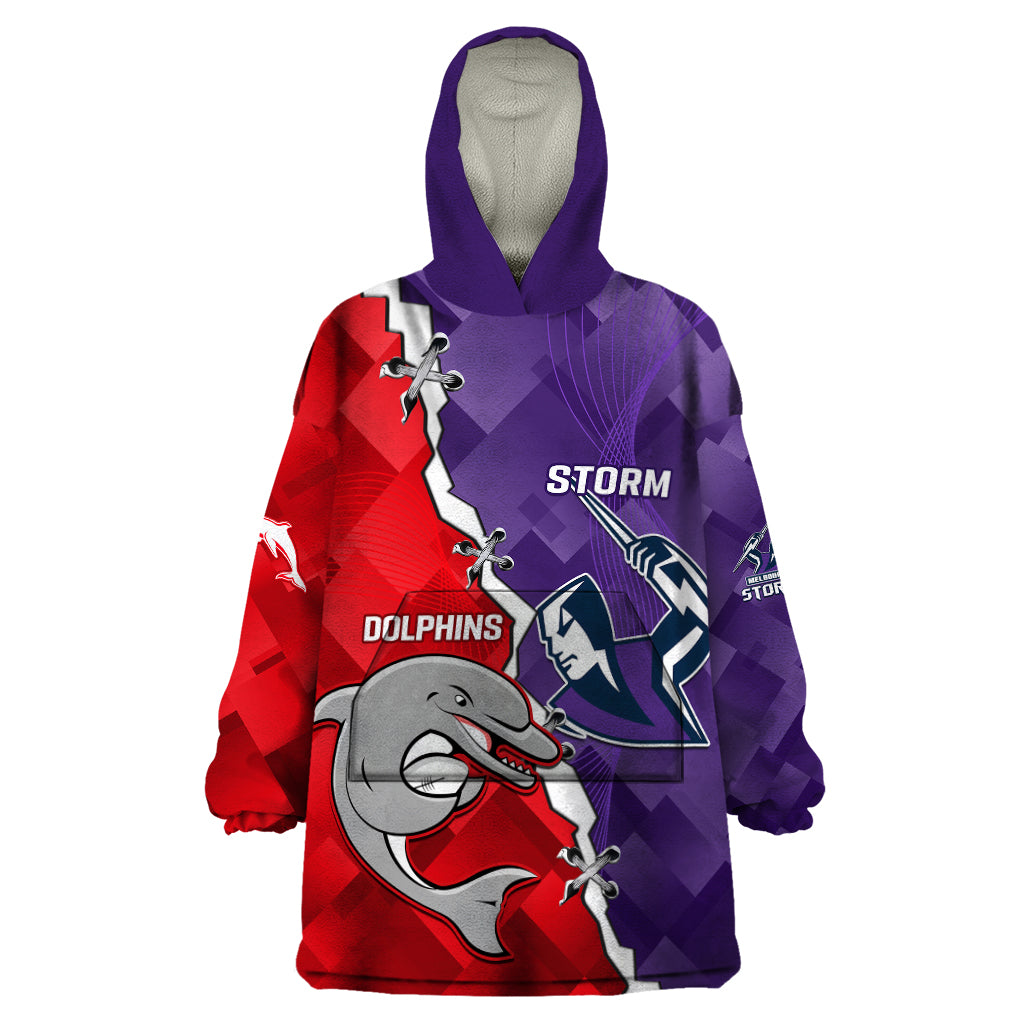 Personalised Storm Mix Dolphins Rugby Wearable Blanket Hoodie Sporty Version - Vibe Hoodie Shop