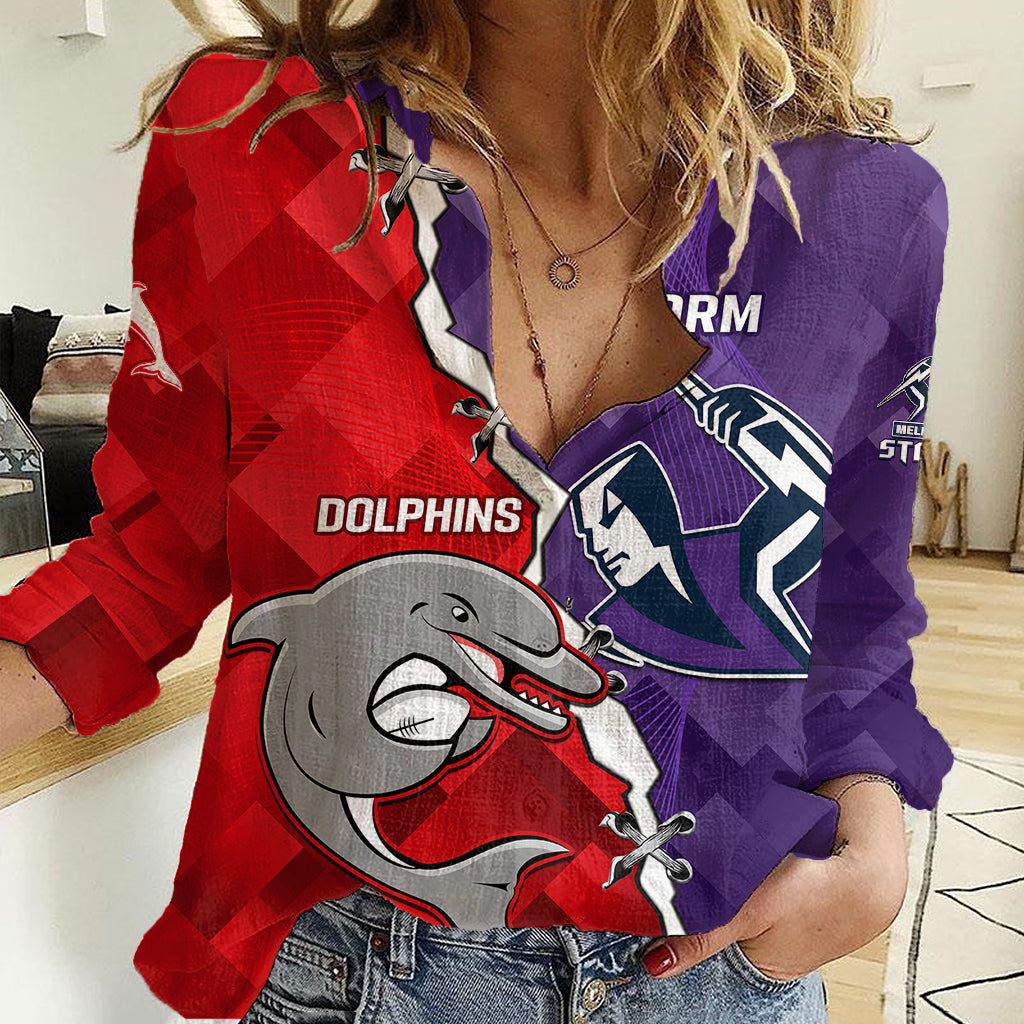 Personalised Storm Mix Dolphins Rugby Women Casual Shirt Sporty Version - Vibe Hoodie Shop