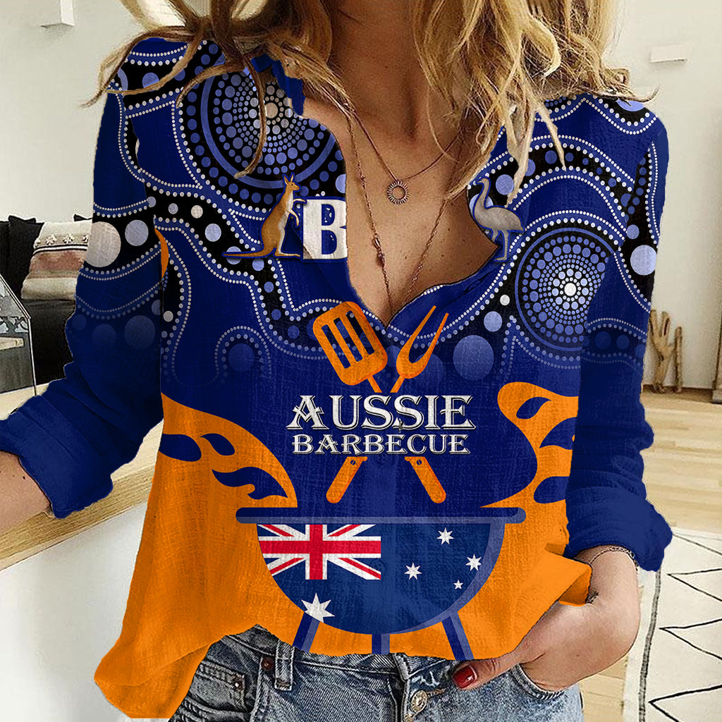 Personalised Australia Barbecue Women Casual Shirt Aussie Lovers BBQ Indigenous Version - Vibe Hoodie Shop