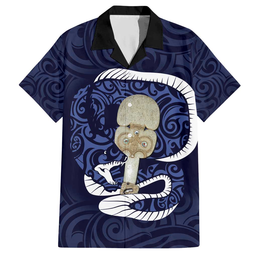 Blue New Zealand Eel Hawaiian Shirt Aotearoa Maori Tuna With Kotiate Weapon - Vibe Hoodie Shop