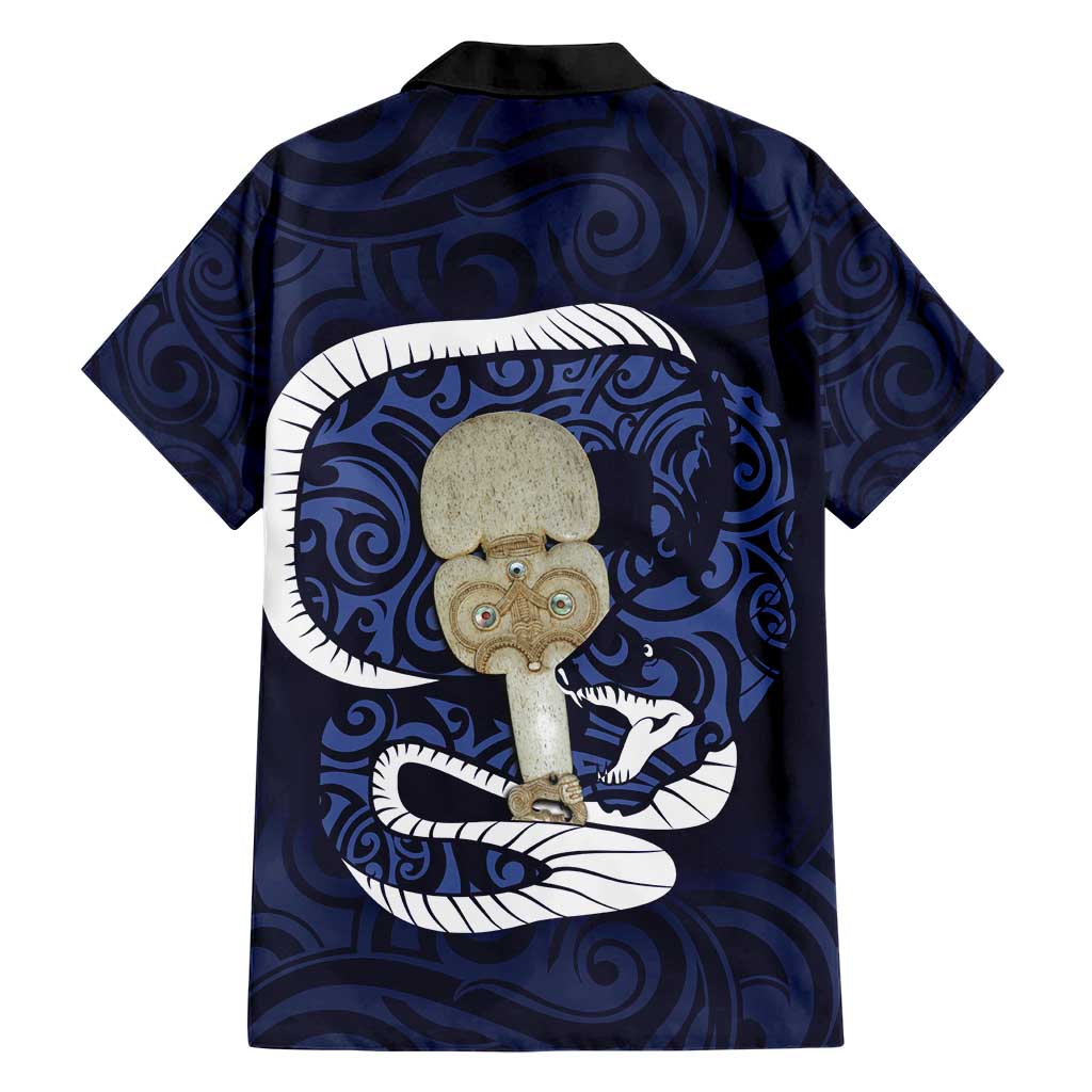 Blue New Zealand Eel Hawaiian Shirt Aotearoa Maori Tuna With Kotiate Weapon - Vibe Hoodie Shop