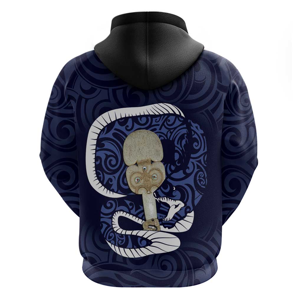 Blue New Zealand Eel Hoodie Aotearoa Maori Tuna With Kotiate Weapon - Vibe Hoodie Shop