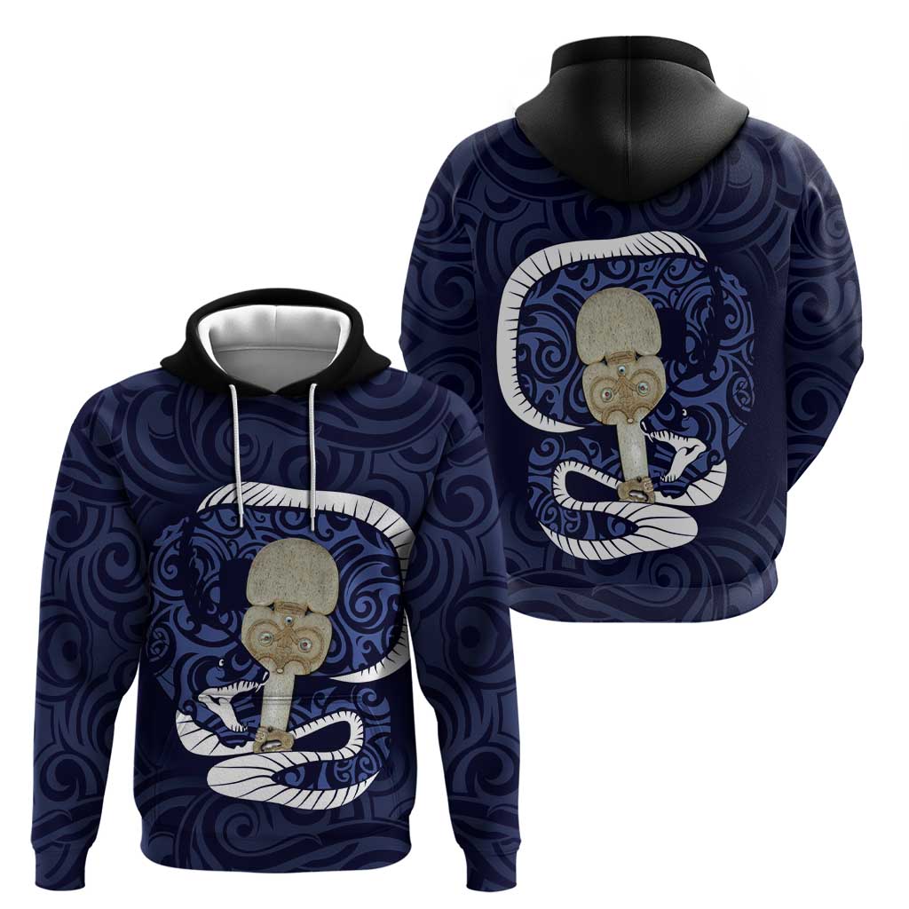 Blue New Zealand Eel Hoodie Aotearoa Maori Tuna With Kotiate Weapon - Vibe Hoodie Shop