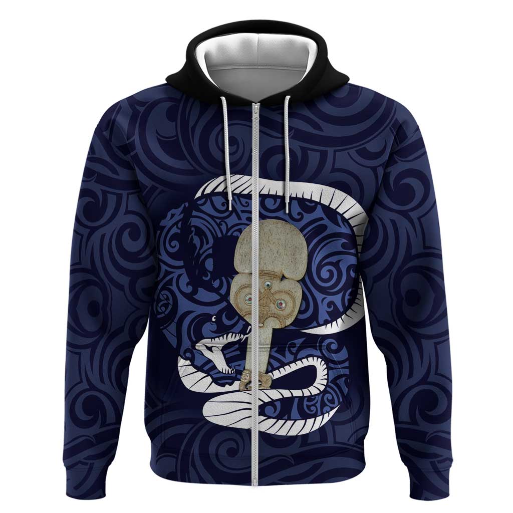 Blue New Zealand Eel Hoodie Aotearoa Maori Tuna With Kotiate Weapon - Vibe Hoodie Shop