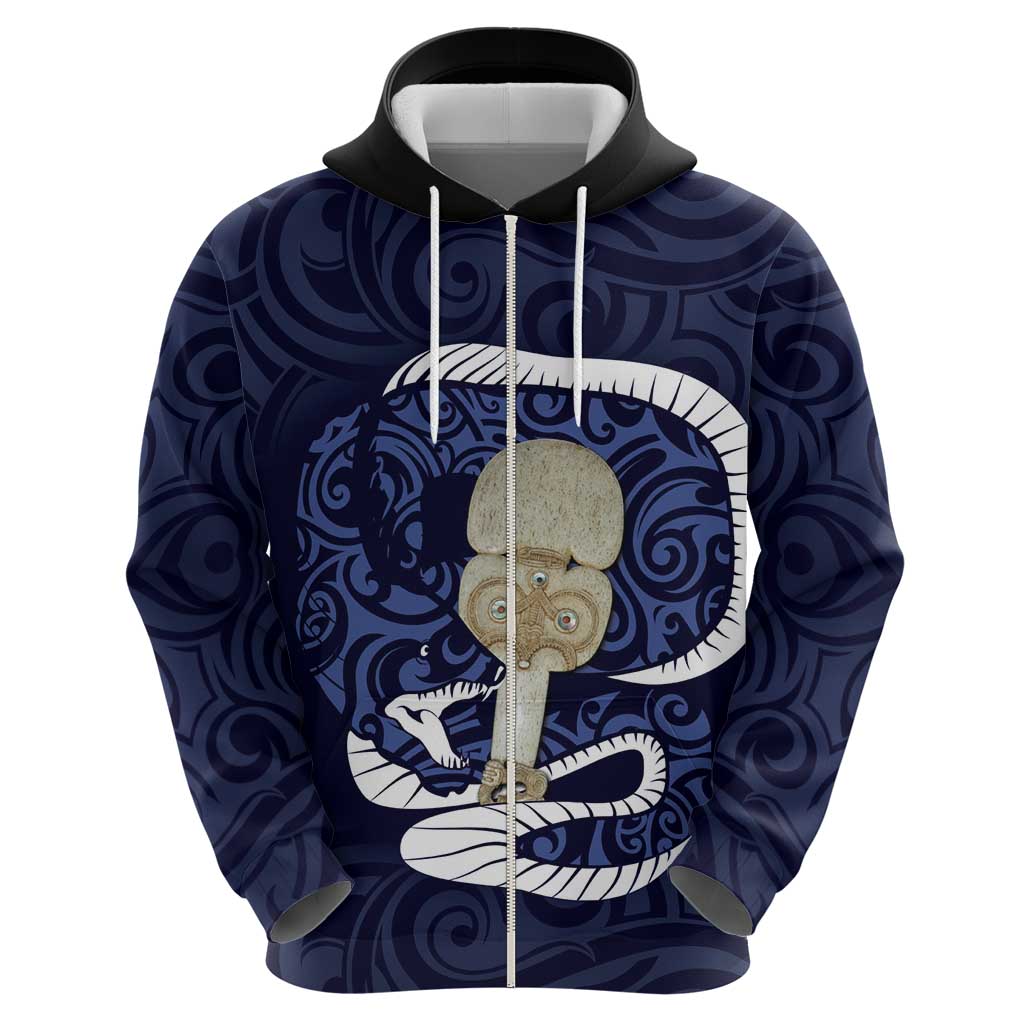 Blue New Zealand Eel Hoodie Aotearoa Maori Tuna With Kotiate Weapon - Vibe Hoodie Shop