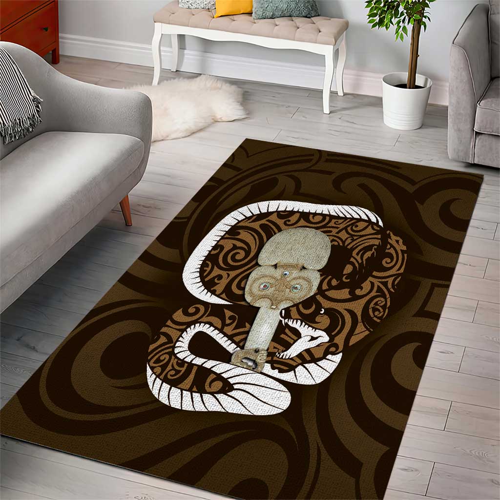 Gold New Zealand Eel Area Rug Aotearoa Maori Tuna With Kotiate Weapon - Vibe Hoodie Shop