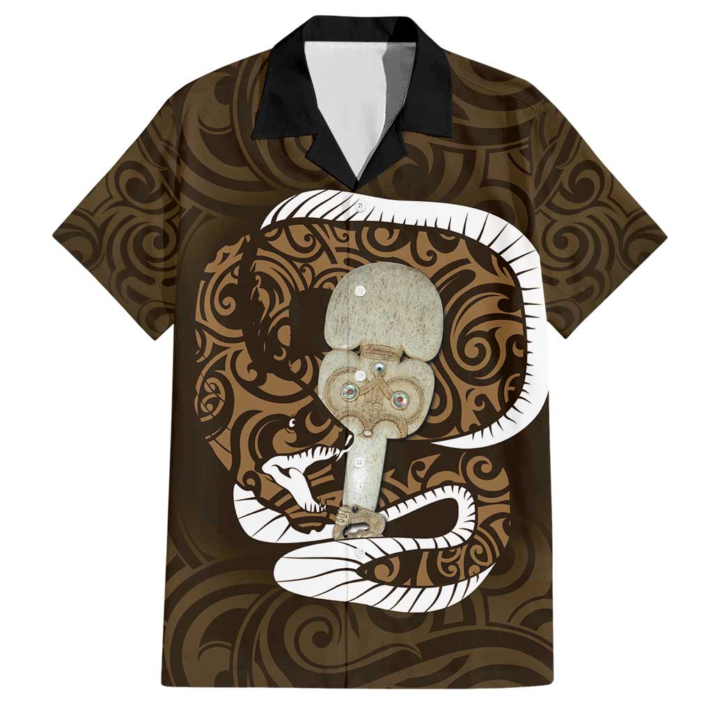 Gold New Zealand Eel Hawaiian Shirt Aotearoa Maori Tuna With Kotiate Weapon - Vibe Hoodie Shop