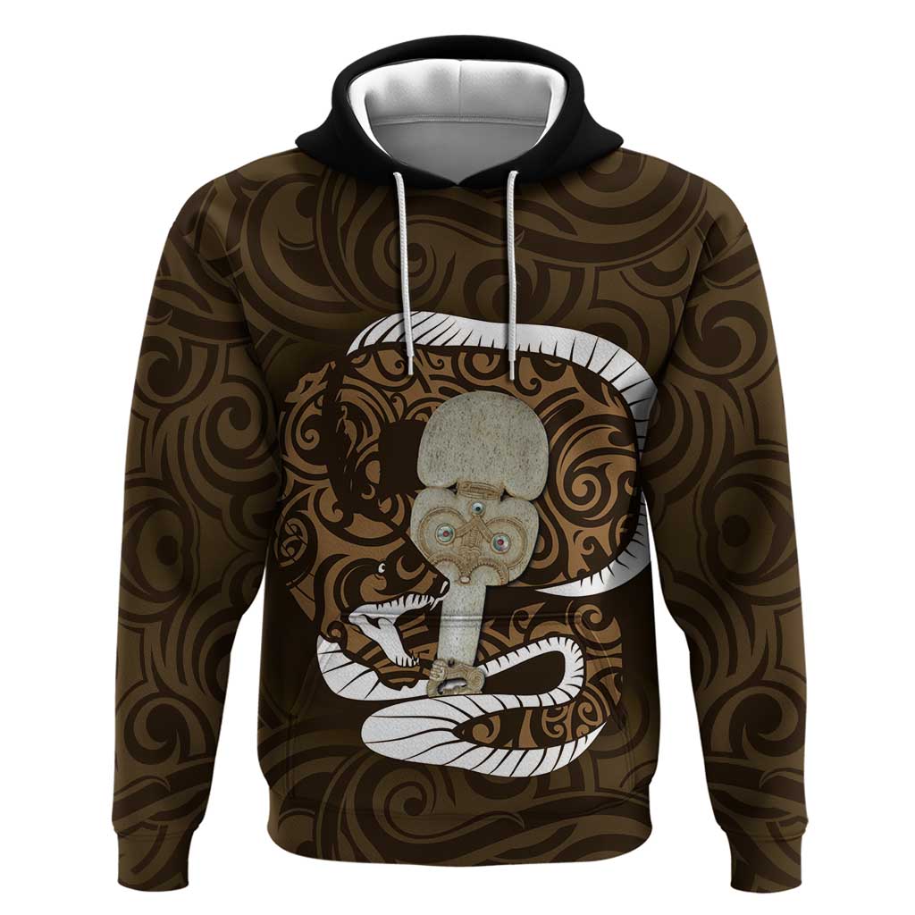 Gold New Zealand Eel Hoodie Aotearoa Maori Tuna With Kotiate Weapon - Vibe Hoodie Shop