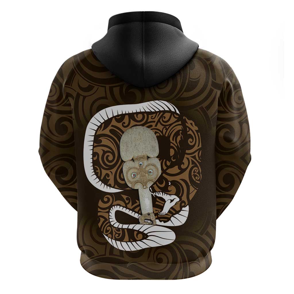 Gold New Zealand Eel Hoodie Aotearoa Maori Tuna With Kotiate Weapon - Vibe Hoodie Shop