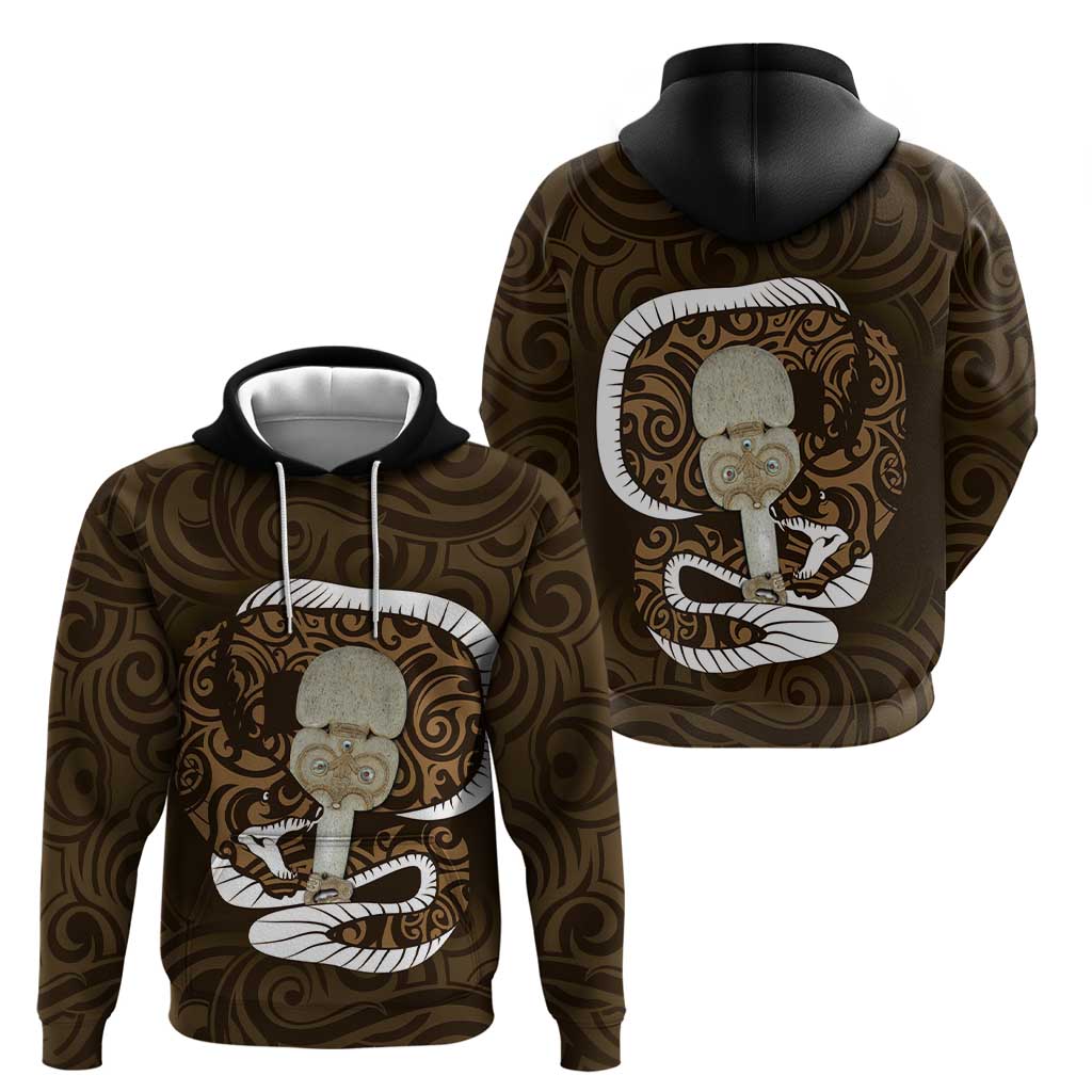 Gold New Zealand Eel Hoodie Aotearoa Maori Tuna With Kotiate Weapon - Vibe Hoodie Shop