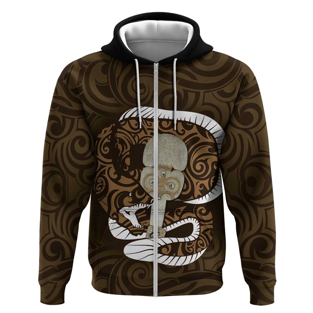 Gold New Zealand Eel Hoodie Aotearoa Maori Tuna With Kotiate Weapon - Vibe Hoodie Shop