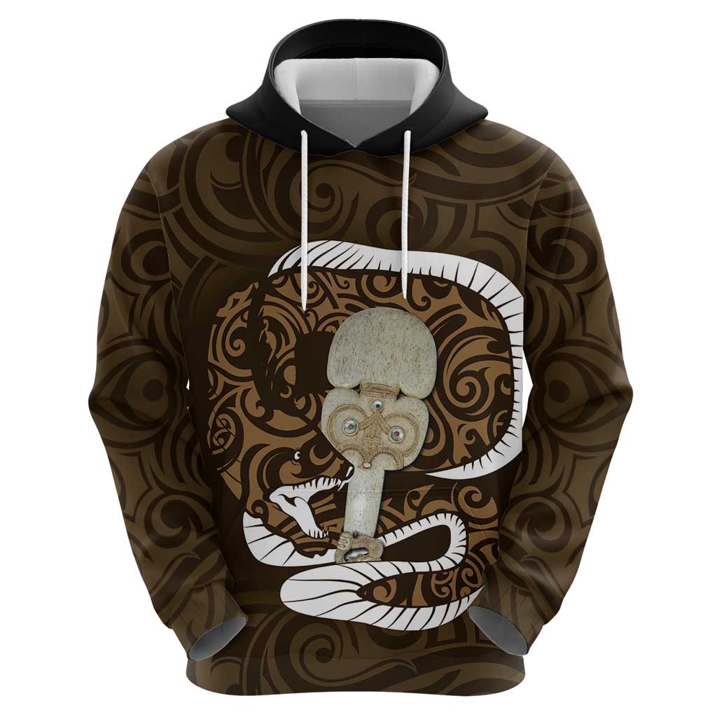 Gold New Zealand Eel Hoodie Aotearoa Maori Tuna With Kotiate Weapon - Vibe Hoodie Shop