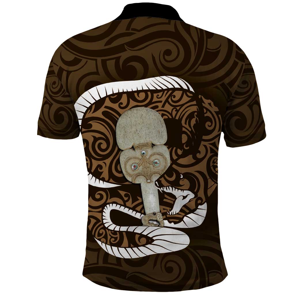 Gold New Zealand Eel Polo Shirt Aotearoa Maori Tuna With Kotiate Weapon - Vibe Hoodie Shop
