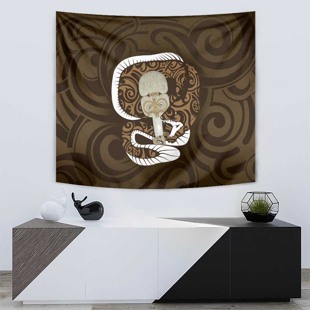 Gold New Zealand Eel Tapestry Aotearoa Maori Tuna With Kotiate Weapon - Vibe Hoodie Shop