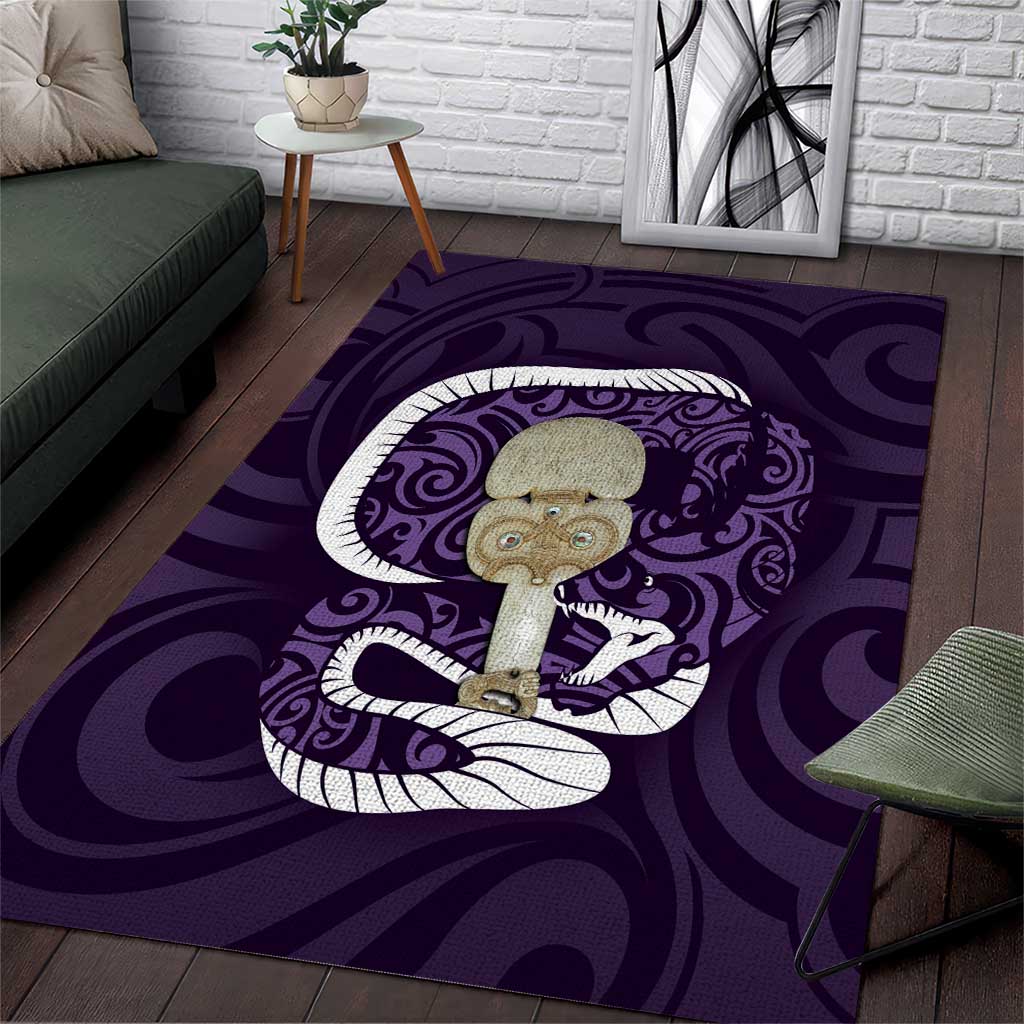 Purple New Zealand Eel Area Rug Aotearoa Maori Tuna With Kotiate Weapon - Vibe Hoodie Shop