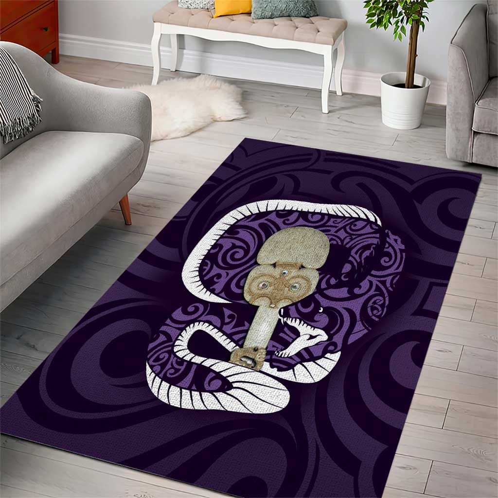 Purple New Zealand Eel Area Rug Aotearoa Maori Tuna With Kotiate Weapon - Vibe Hoodie Shop