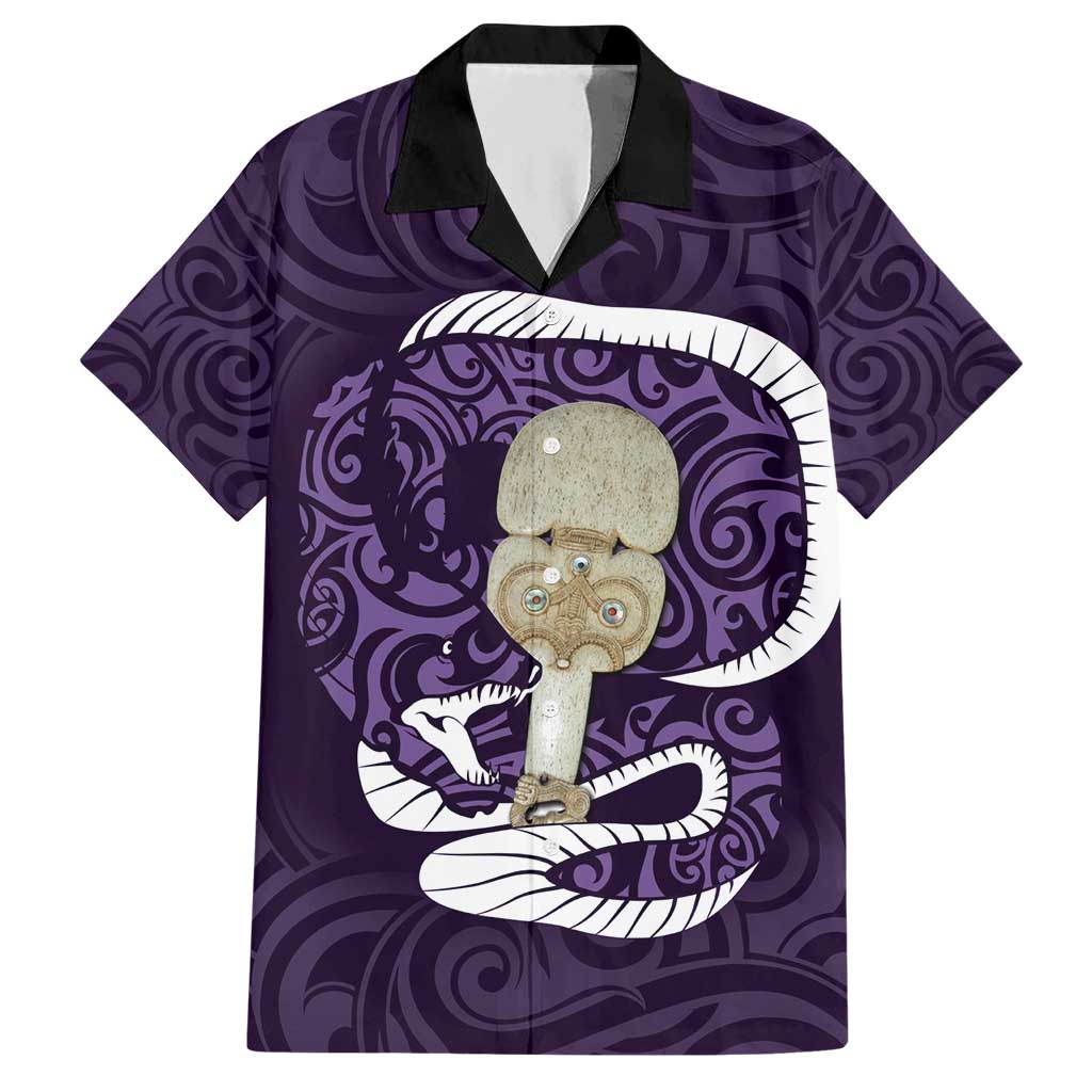 Purple New Zealand Eel Hawaiian Shirt Aotearoa Maori Tuna With Kotiate Weapon - Vibe Hoodie Shop