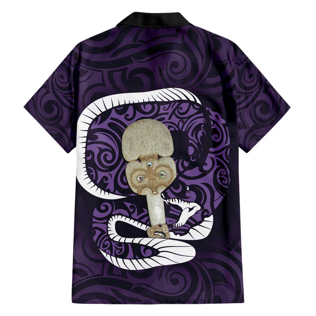 Purple New Zealand Eel Hawaiian Shirt Aotearoa Maori Tuna With Kotiate Weapon - Vibe Hoodie Shop